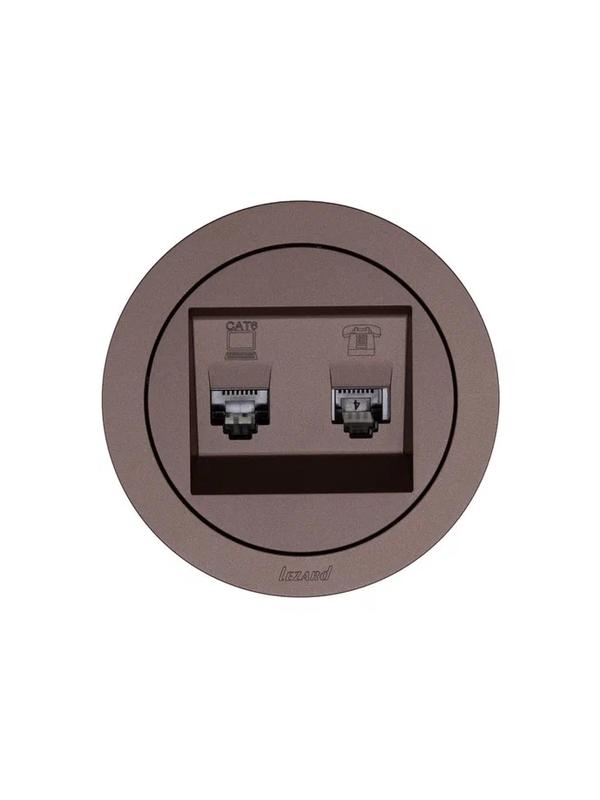  Розетка компьютерная + телефонная OSEN RJ45 кат.6 + RJ11 с модулем механизм шоколад LEZARD 743-7388-144 фото в каталоге от BTSprom.by