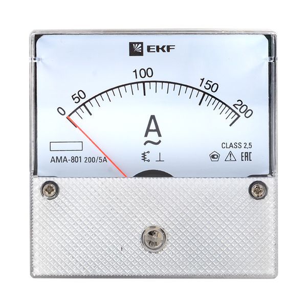  Амперметр аналоговый AM-A801 на панель 80х80 кругл. вырез 200А трансф. подкл. EKF am-a801-200/ama-801-200 фото в каталоге от BTSprom.by