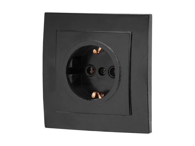 розетка 1-ая (скрытая, с/з) черная, стандарт, юпитер (rs 16-133 ч) (юпитер) jp7423-01 от BTSprom.by