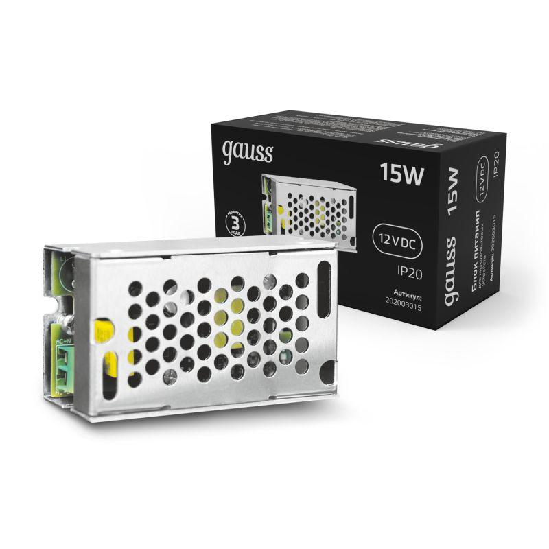 блок питания для светодиодной ленты black 15вт 12в ip20 (драйвер) gauss 202003015 от BTSprom.by