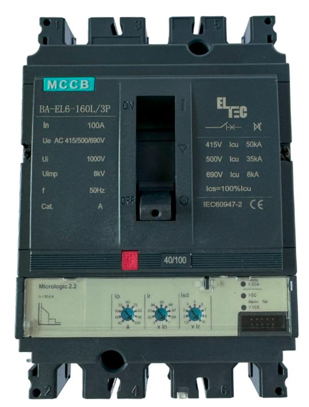  Выключатель автоматический MCCB BA-EL6-160L/3P 100А (электронный Micrologic 2.2 ICU:50KA) ELTEC 1222100 фото в каталоге от BTSprom.by