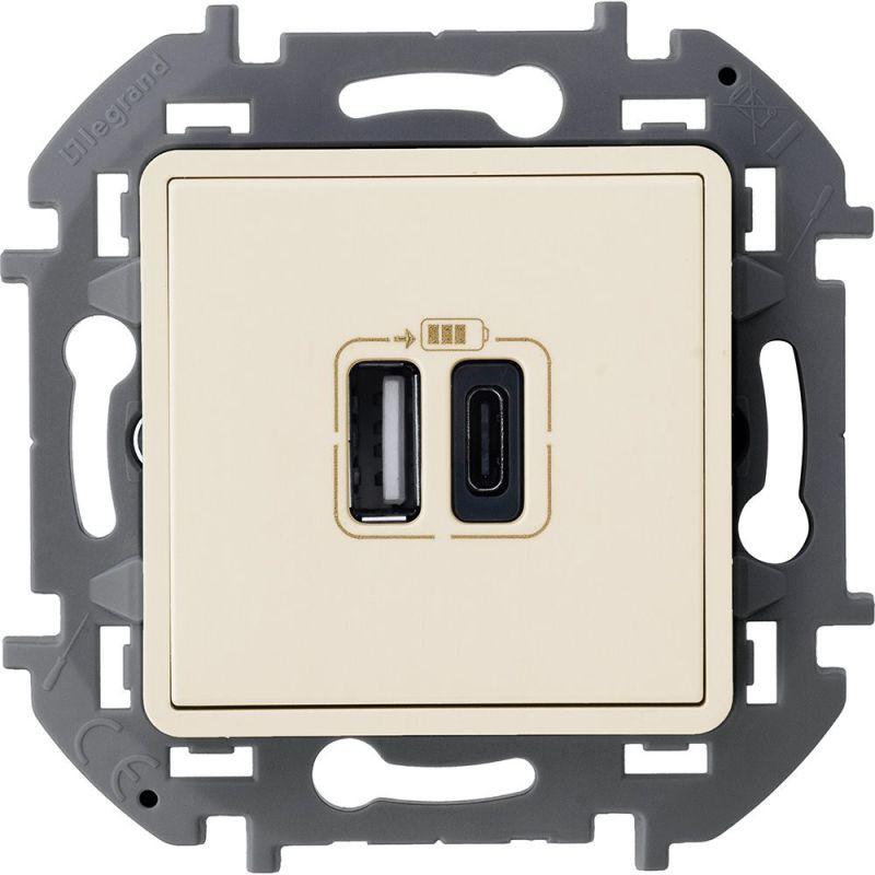 устройство зарядное inspiria с 2-мя usb разьемами a и c 240в/5в 3000ма сл. кость iek 673761 от BTSprom.by