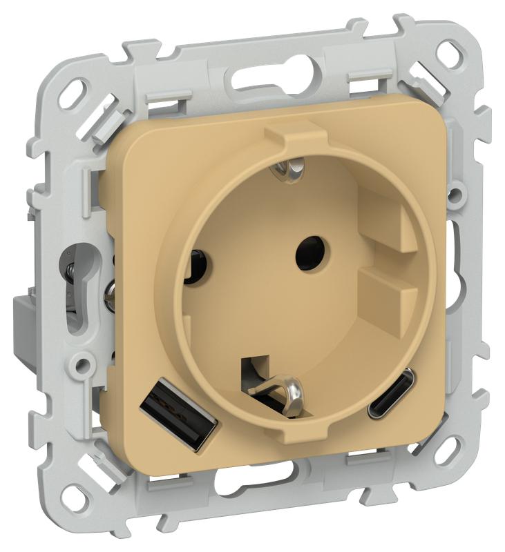 розетка 1-м сп flite рсюшс11-1-флшм 16а с usb a+c 20вт с заземл. с защ. шторками безвинтовое крепление механизм шамуа iek fi-r14-16-1-u22-020-k89 от BTSprom.by