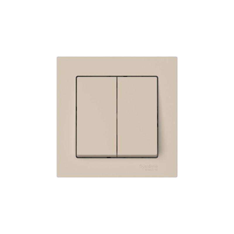  Выключатель 2-кл. AtlasDesign (сх. 5) 10AX быстрозажим. клем. в сборе песочн. SE ATN001252S фото в каталоге от BTSprom.by