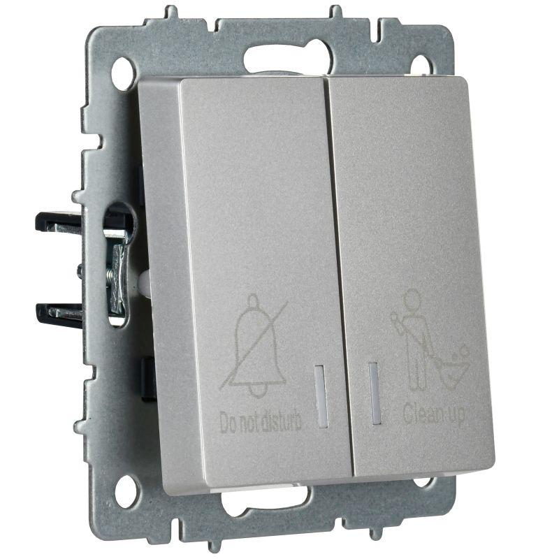  Выключатель 2-кл. BRITE 10А ВС10-2-9-БрС для отелей с индик. механизм сталь IEK BR-V20-2-10-K46 фото в каталоге от BTSprom.by