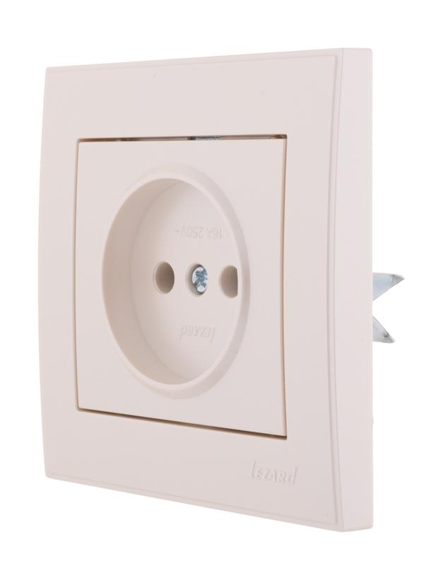  Розетка 1-м СП Rain 16А IP20 без заземл. керамика жемчуж./бел. метал. LEZARD 703-3030-121 фото в каталоге от BTSprom.by