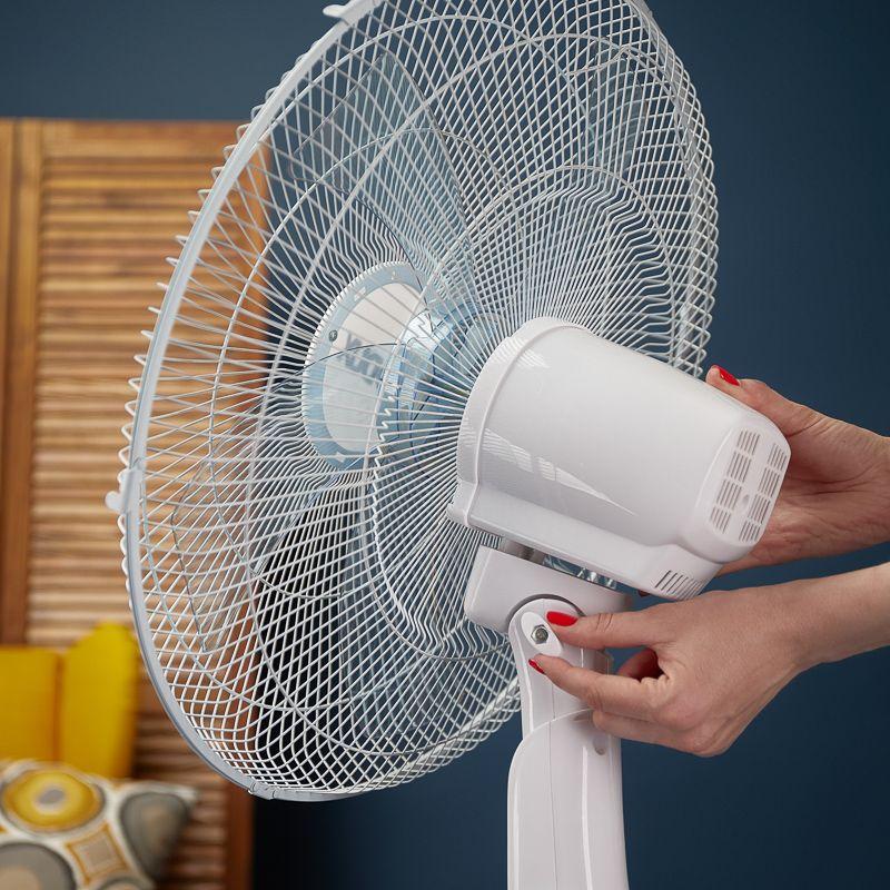  Вентилятор напольный 60Вт 5 лопастей подставка круглая д/у управление бел./син. DUX 60-0213 фото в каталоге от BTSprom.by