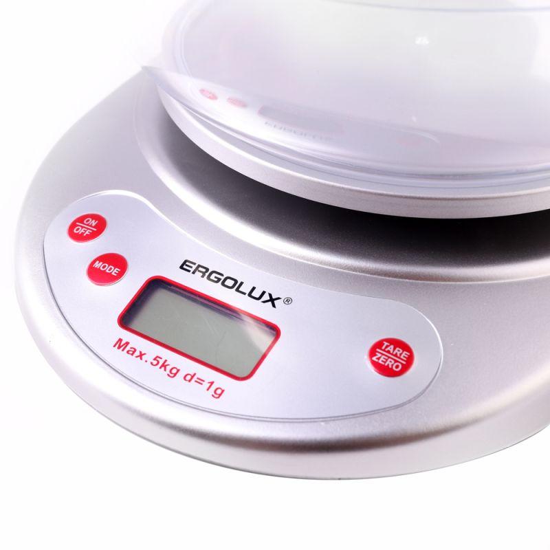  Весы кухонные ELX-SK05-C03 сер. металлик до 5 кг со съемной чашей Ergolux 15038 фото в каталоге от BTSprom.by