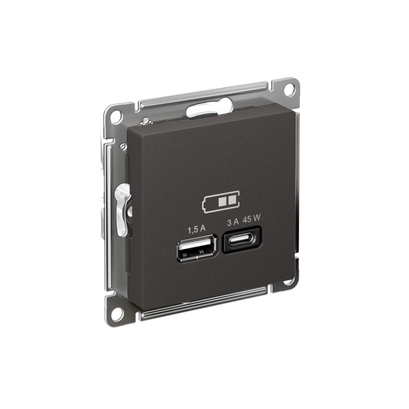 розетка usb atlasdesign тип a+c 45вт высокоскор. зу qc pd механизм базальт se atn001429 от BTSprom.by
