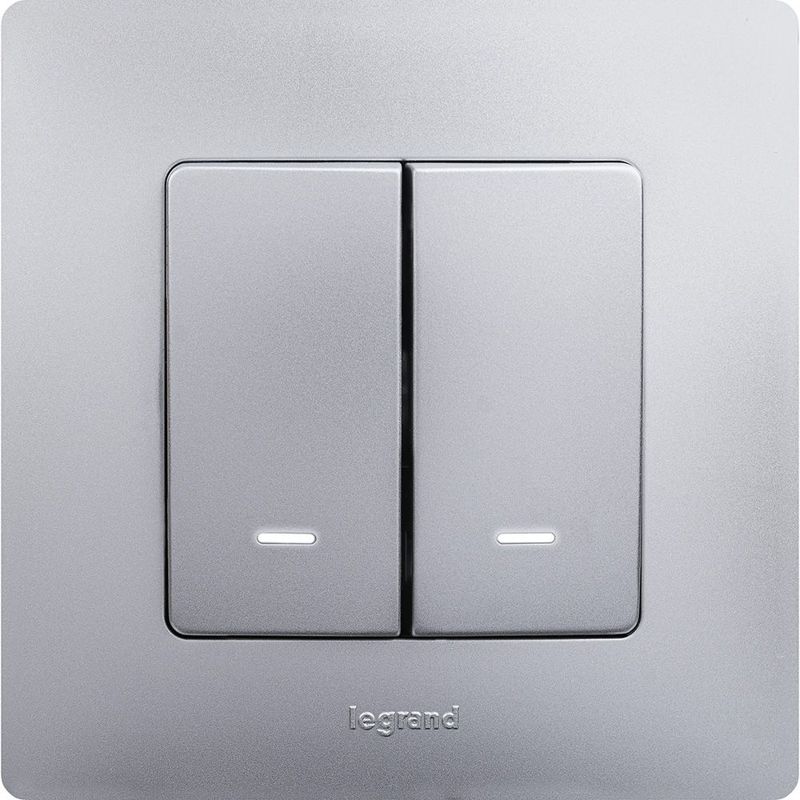  Выключатель 2-кл. СП Etika 10А IP20 250В 10AX с подсветкой/индикацией авт. зажимы механизм алюм. IEK 672404 фото в каталоге от BTSprom.by