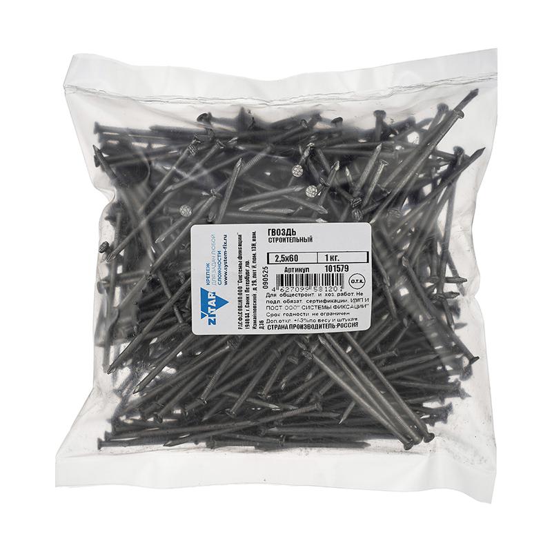 гвоздь строительный 2.5х60 (уп.1кг) tech-krep/zitar 101579 от BTSprom.by