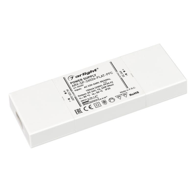блок питания arv-sp-24024-flat-pfc 24в 1а 24вт ip20 пластик 5 лет arlight 033259 от BTSprom.by