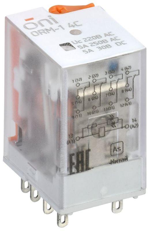реле интерфейсное orm-1 4c 220в ac с led и тест. кнопкой oni orm-1-4c-ac220v-l-b от BTSprom.by