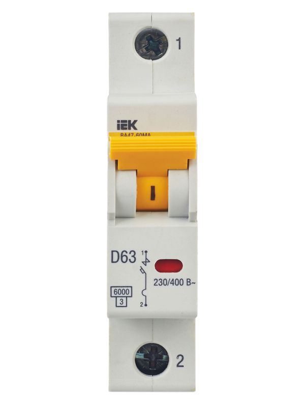 Выключатель автоматический модульный 1п D 63А 6кА ВА47-60МА без тепл. расцеп. KARAT IEK MVA33-1-063-D фото в каталоге от BTSprom.by