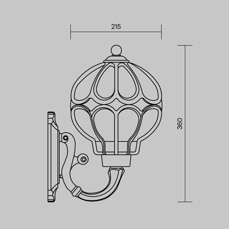  Светильник Via 1х60Вт E27 IP44 бра настен. Maytoni O024WL-01G фото в каталоге от BTSprom.by