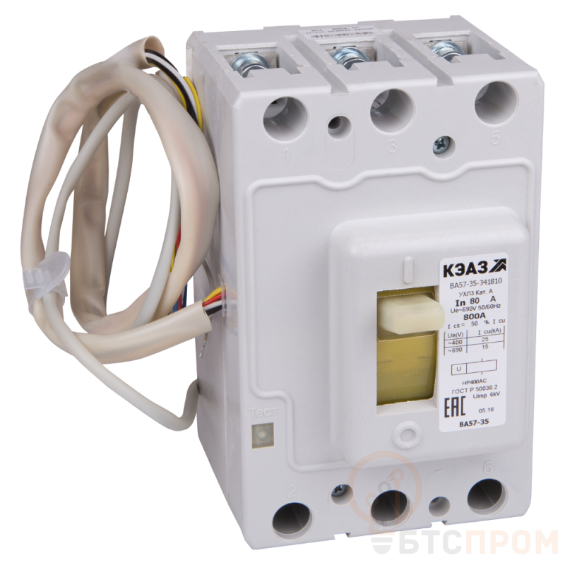 Выключатель автоматический 20А 80Im ВА57-35-344710 УХЛ3 690В AC НР=230В AC/220В DC КЭАЗ 272704 фото в каталоге от BTSprom.by  Выключатель автоматический 20А 80Im ВА57-35-344710 УХЛ3 690В AC НР=230В AC/220В DC КЭАЗ 272704 фото в каталоге от BTSprom.by