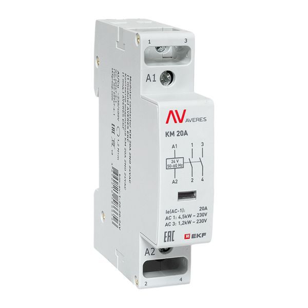 контактор модульный км 20а 2nо 24в ac (1 мод.) averes ekf km-av-1-20-20-24v от BTSprom.by