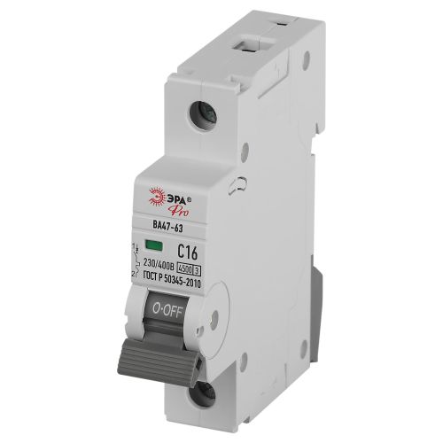 выключатель автоматический 1п c16а 4.5ка pro 12pcs-va63-1p16c4.5 ва47-63 (уп.12шт) эра б0069691 от BTSprom.by