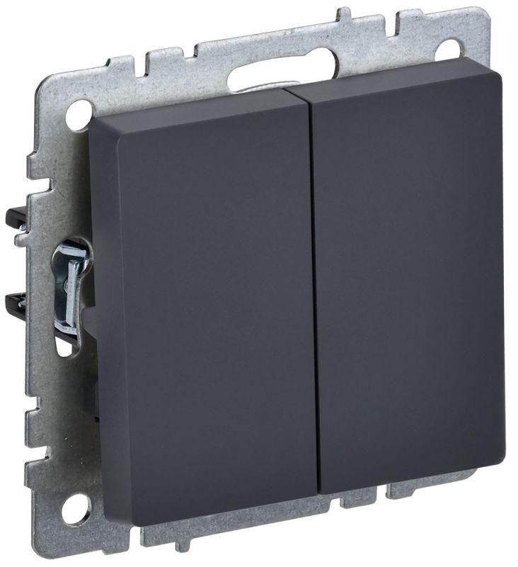 выключатель 2-кл. сп brite вс10-2-0-брг 10а механизм графит iek br-v20-0-10-k53 от BTSprom.by
