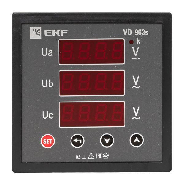  Вольтметр цифровой VD-963s на панель 96х96 (квадратный вырез) 3ф в коротком корпусе PROxima EKF VD-963s фото в каталоге от BTSprom.by