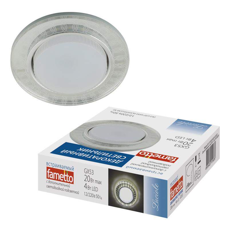 светильник точечный декоративный dls-l157 gx53 glassy/clear 3d gx53 встраив. доп. светодиод. подсветка 4вт без лампы fametto ul-00005322 от BTSprom.by