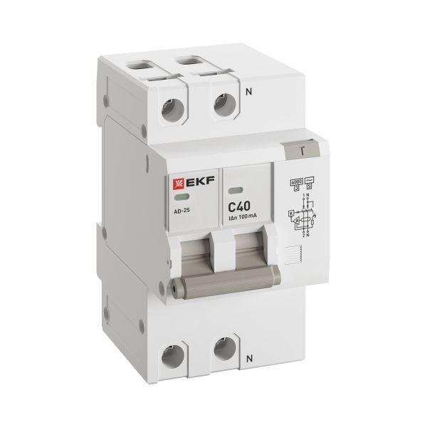 выключатель автоматический дифференциального тока c 40а 100ма тип ac 6ка ад-2 s (электрон.) защита 270в proxima ekf da2-6-40-100s-pro от BTSprom.by