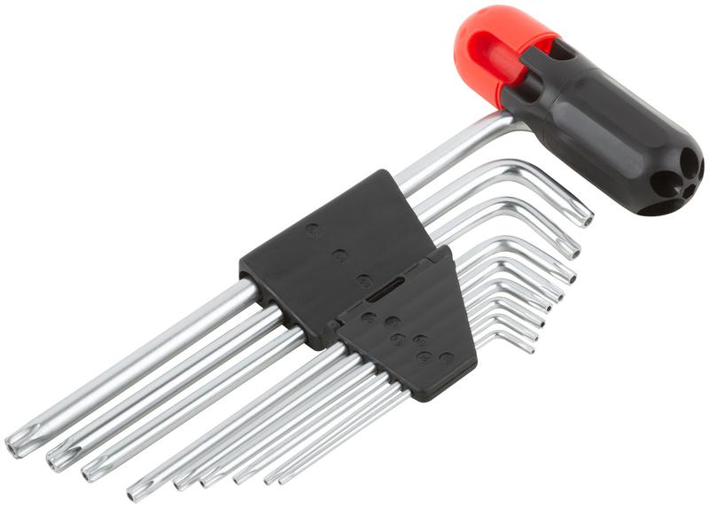  Набор ключей "звездочки" 9шт CrV Т10-Т50 с отверстием длинные с пласт.Т-обр.ручкой Профи FIT 64027 фото в каталоге от BTSprom.by