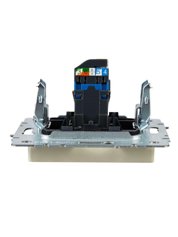  Розетка компьютерная СП RJ45 кат.6 BRITE РК11-БрКр механизм беж. IEK BR-K10-2-K10 фото в каталоге от BTSprom.by