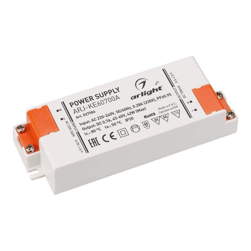 блок питания arj-ke60700a 42вт 700ма pfc ip20 пластик 5 лет arlight 027586 от BTSprom.by