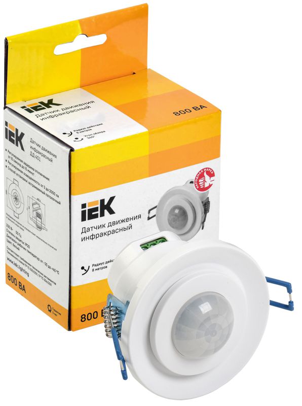  Датчик движения ДД 401 800Вт угол обз. 360град. 8м IP20 бел. IEK LDD11-401-800-001 фото в каталоге от BTSprom.by