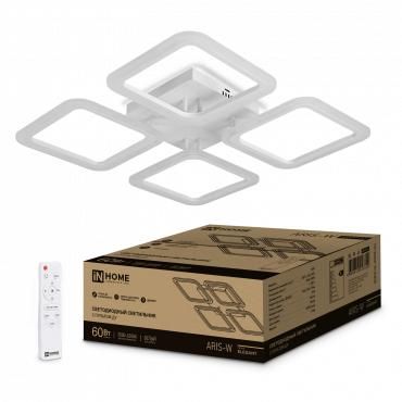 светильник светодиодный elegant aris-w 60вт 3000-6500к 4700лм 230в 450х450х75мм с пультом ду бел. in home 4690612043340 от BTSprom.by