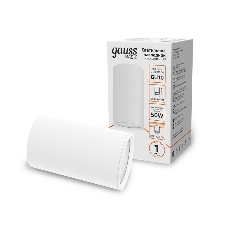 светильник basic накладной под лампу gu10 бел. gauss hd060 от BTSprom.by