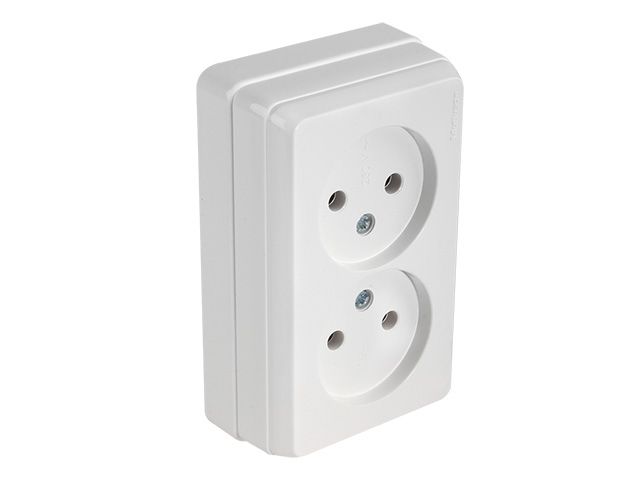 розетка 2-ая (открытая, б/з) белая, bron, mutlusan (10 a, 250 v, ip 20) 2160 203 0201 от BTSprom.by