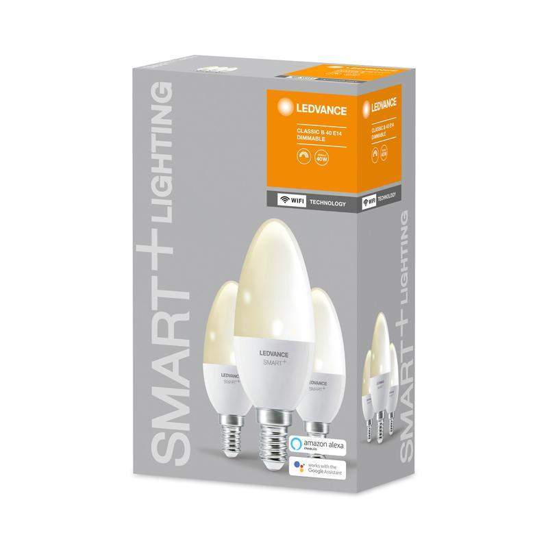 лампа светодиодная smart+ wifi candle dimmable 5вт (замена 40вт) 2700к e14 (уп.3шт) ledvance 4058075485891 от BTSprom.by