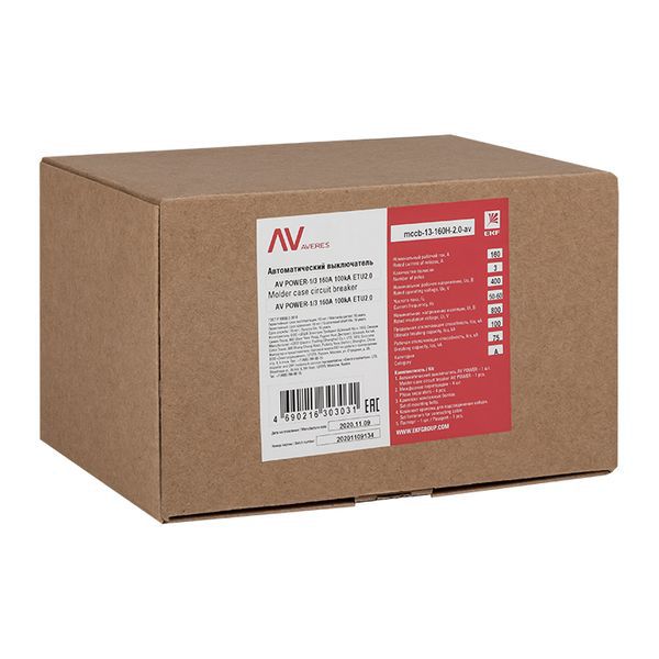  Выключатель автоматический 3п 160А 50кА AV POWER-1/3 ETU2.0 AVERES EKF mccb-13-160-2.0-av фото в каталоге от BTSprom.by