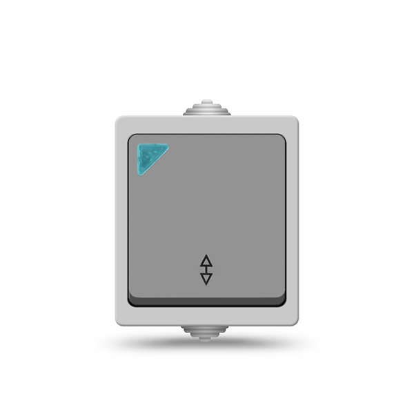 переключатель проходной 1-кл. аллегро ip54 с подсветкой сер. universal 1277 от BTSprom.by