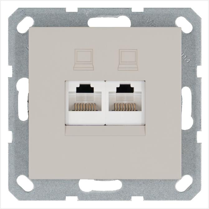 розетка компьютерная 2-м rj45 ip20 кат. 5e механизм тауп jasmart g6106t от BTSprom.by
