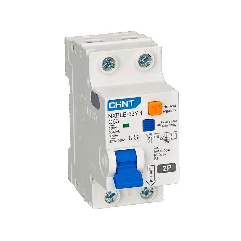 выключатель автоматический дифференциального тока 2п d 6а 100ма тип ac 6ка авдт nxble-63yh d6 электрон. (r) chint 515468 от BTSprom.by