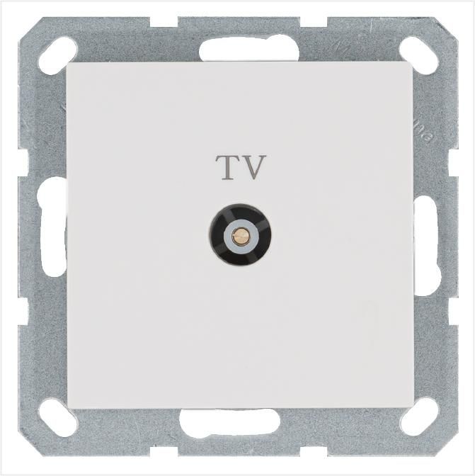 розетка телевизионная оконечная tv ф9.5мм механизм бел. глянцевый jasmart g6001w от BTSprom.by