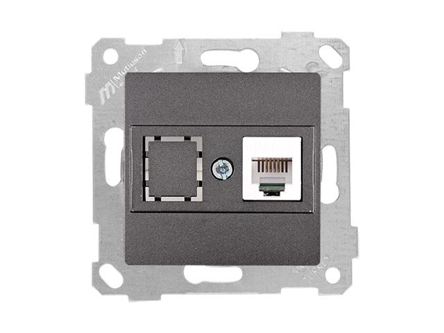 розетка компьютерная 1xrj45 (cat5e, скрытая, без рамки) дымчатая, rita, mutlusan 2200 136 0195 от BTSprom.by