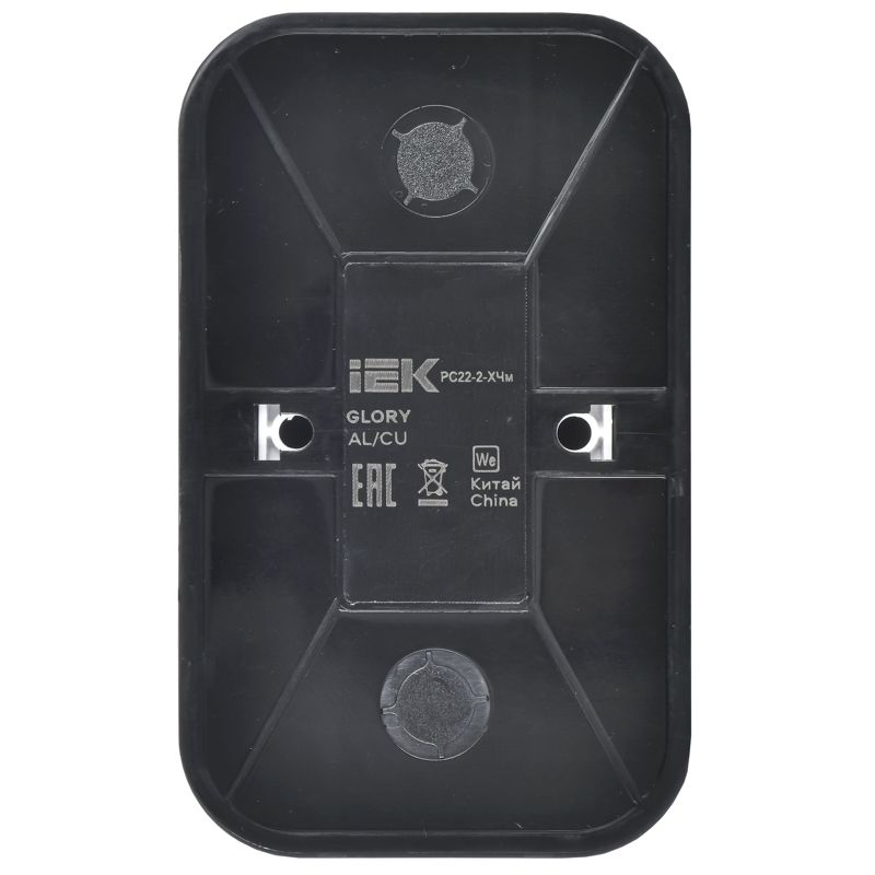  Розетка 2-м ОП GLORY РС22-2-ХЧм 10А без заземл. без защ. шторок черн. матов. IEK ERH20-K02M-10 фото в каталоге от BTSprom.by