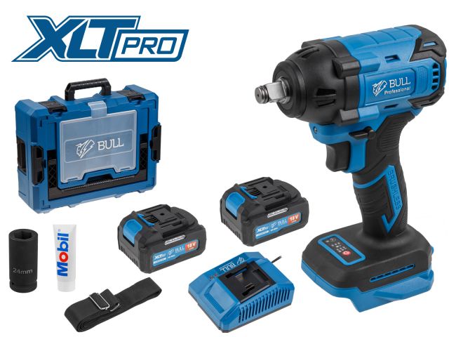 аккум. ударный гайковерт bull sc 1804 xcase, xltpro, бесщет., 18 в, 400 н*м, 1/2", 2х4 а*ч, з/у 4 а (вес 2.0 кг) 1329728 от BTSprom.by