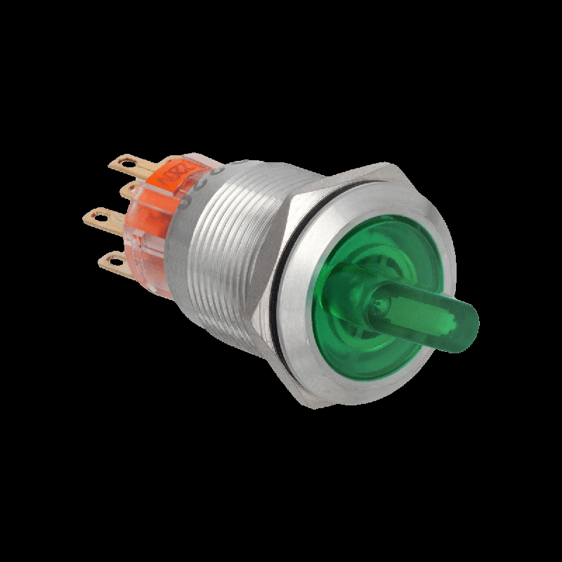 переключатель с подсветкой с фиксацией 220в ac/dc 3 полож. 2no+2nc ip67 mt67-bd331g220 нерж. сталь зел. овен 139453 от BTSprom.by