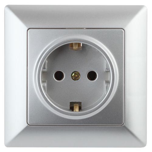 розетка 1-м сп solo 4-202-03 16а 250в ip20 2p+e schuko с заземл. алюм. intro б0053651 от BTSprom.by