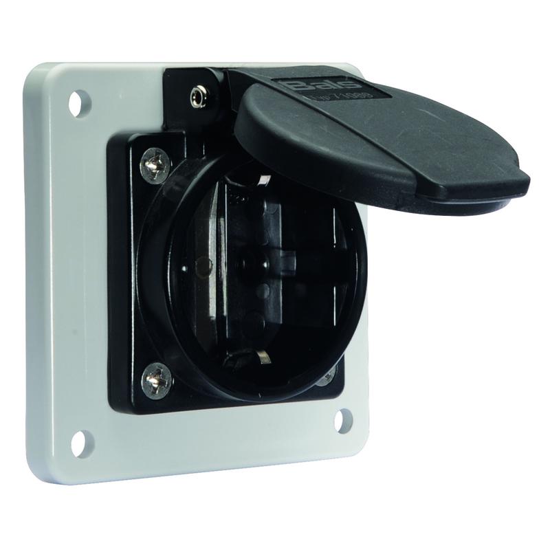 розетка панельная schuko ip54 фланец 60х60 quick connect сер. bals 71110 от BTSprom.by