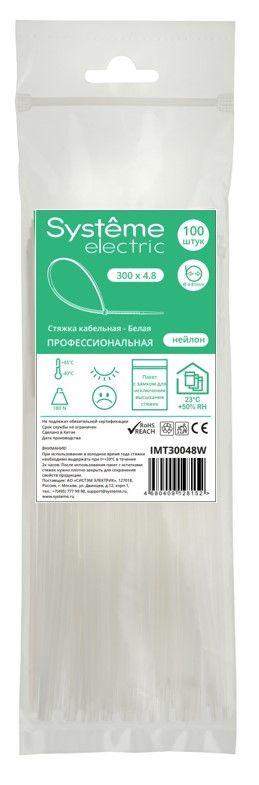 стяжка кабельная 300х4.8 бел. (уп.100шт) se imt30048w от BTSprom.by