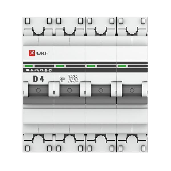  Выключатель автоматический модульный 4п D 4А 4.5кА ВА 47-63 PROxima EKF mcb4763-4-04D-pro фото в каталоге от BTSprom.by