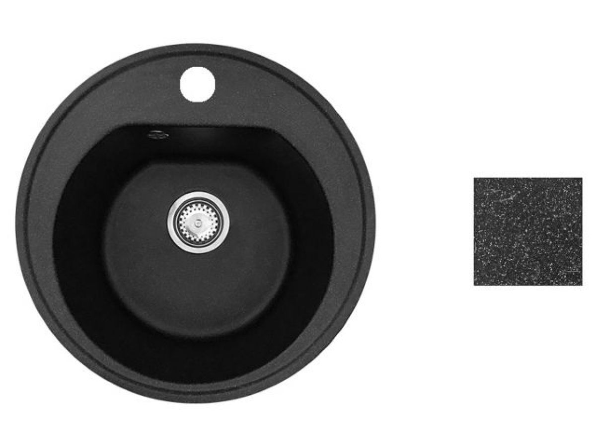 мойка кухонная из искусственного камня richi черный 510х510 мм, av engineering av510510rbka от BTSprom.by