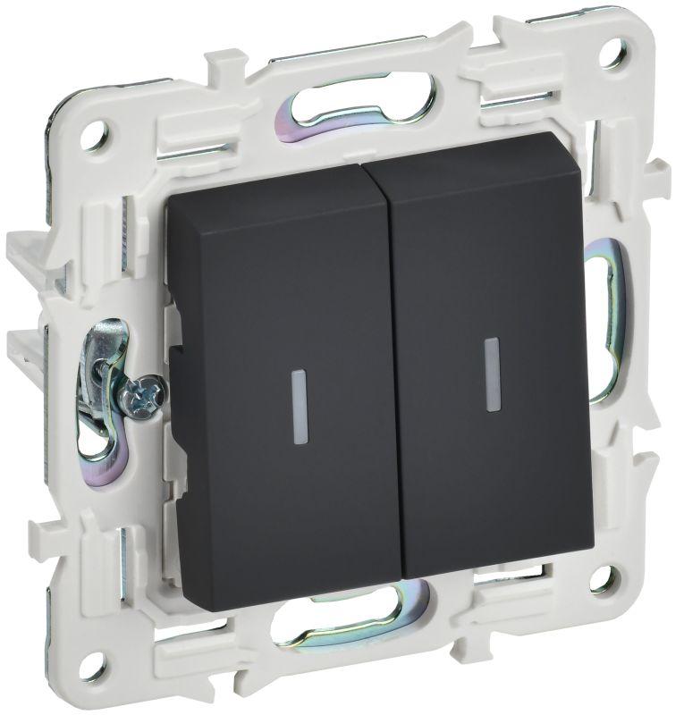 выключатель проходной 2-кл. skandy 10а sk-v10g с индикацией графит iek sk-v22-1-10-k53 от BTSprom.by