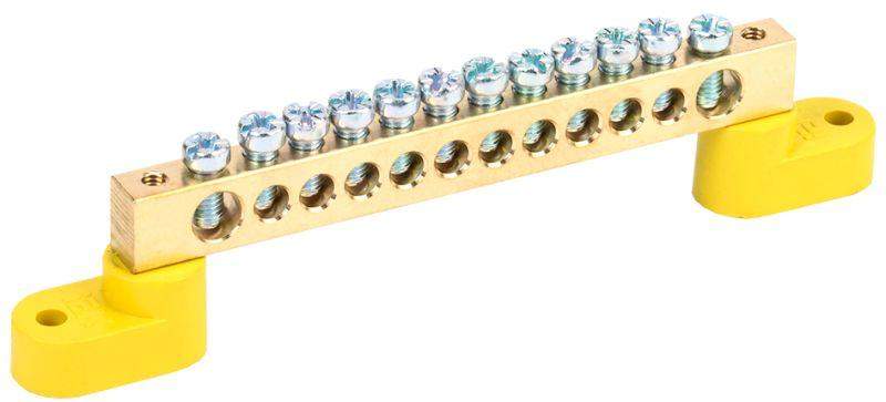 шина pe "земля" шни-8х12-12-у2-ж на двух угловых изоляторах iek ynn10-812-12c2-k05 от BTSprom.by